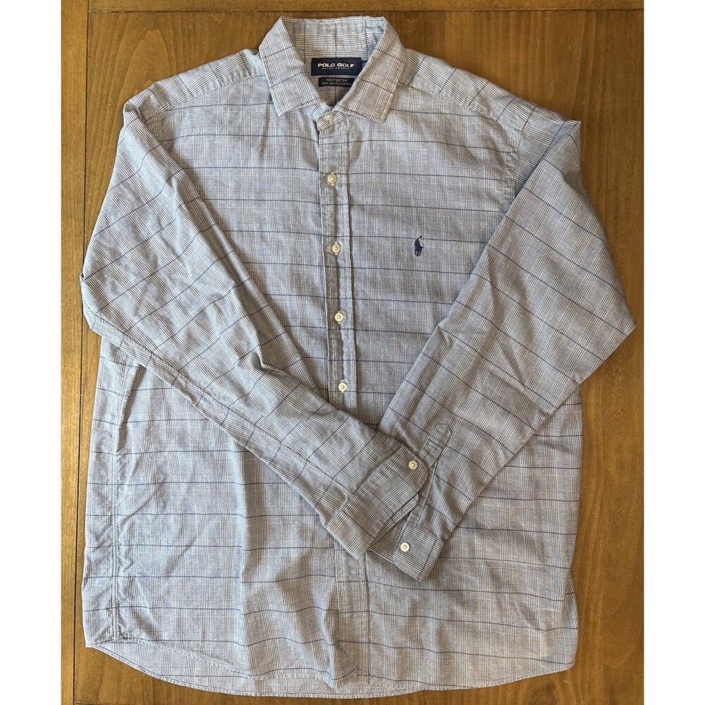 Polo Golf Ralph Lauren Button Down Shirt Geometric Blue Classic Fit XL